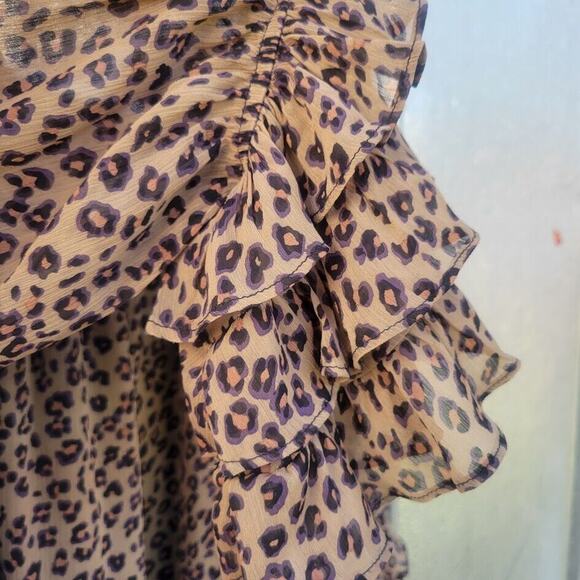 CeCe Leopard Print Long Sleeve Off-Shoulders Lined Blouse Size XS - Picture 5 of 8